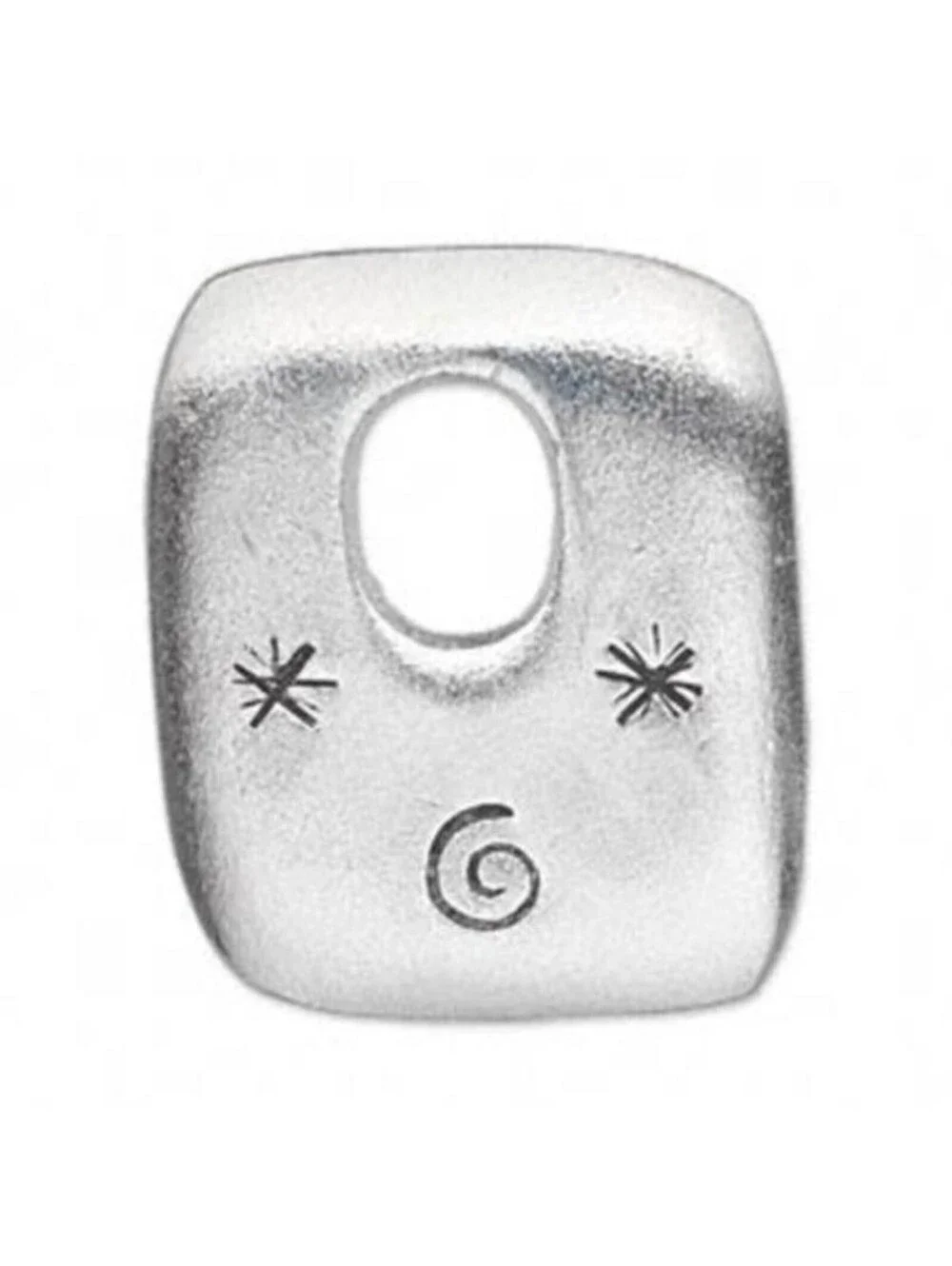 Funky Silver Aluminum 36x30mm Rectangle Pendant with Black Swirl and Stars